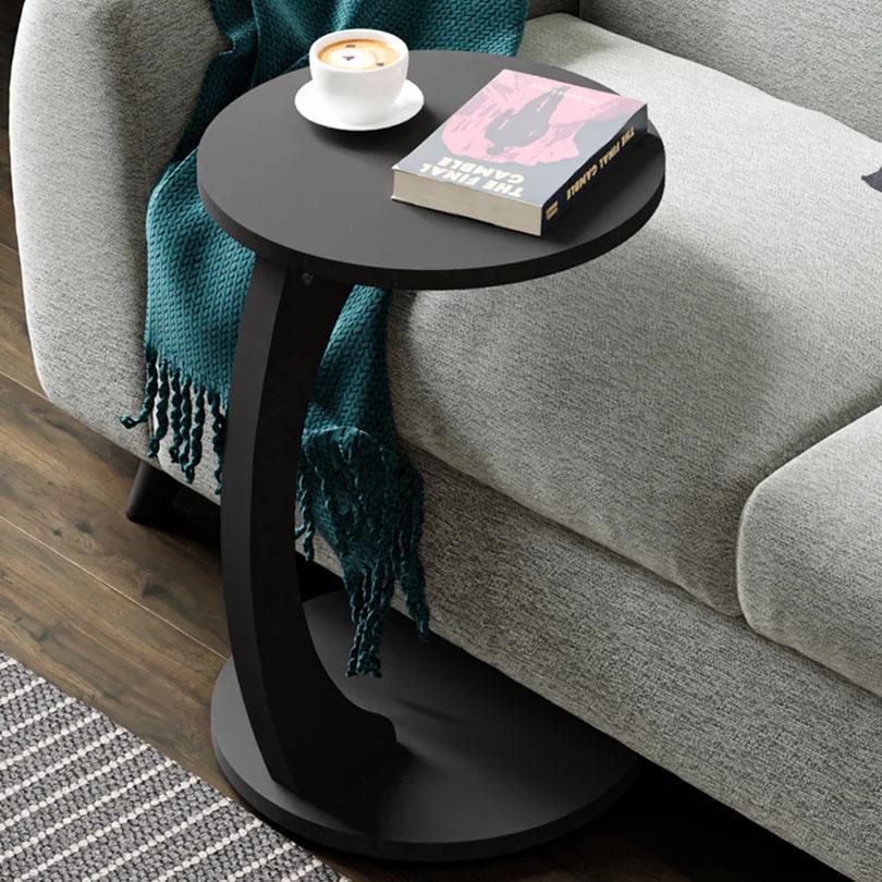 Кофейный столик на колесиках C, Мобильный передвижной диванный чайный столик для гостиной и спальни, Орех (E1 Эко Безопасный)