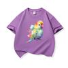 Bright Watercolor Rainbow Parrot Graphic Tee Kids Pure Cotton Crew Neck Print T Shirt Short Sleeve Muticolor Tops Boys Girls