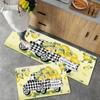 1Pcs Lemon and Checkered Car Pattern Decorative Floor Rug, Kitchen Cushioned Non-slip Foot Pad, Entryway Welcome Mat, Home Decor, Room Decor