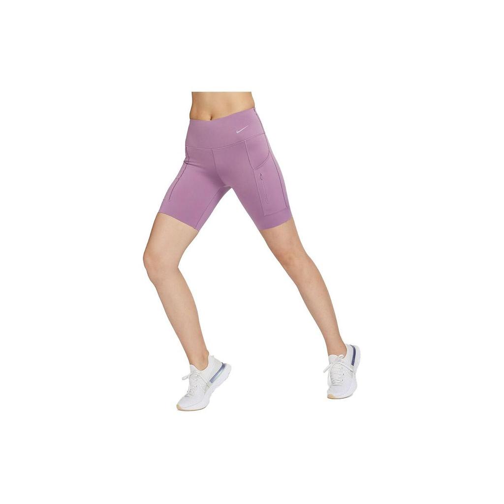 Nike Go Unleashed Series Solid High-Intensity Quick-Dry Mid-Rise Cycling Shorts Women Shorts Dust-Purple DQ5926-536