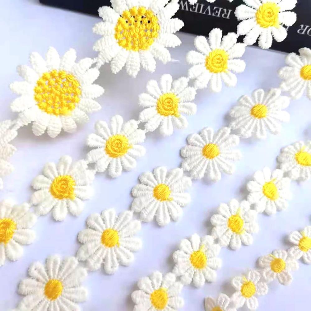 Creative Small Yellow Flower Embroidered Handmade Daisy Lace Trim DIY Craft Ribbon Sewing Supplies