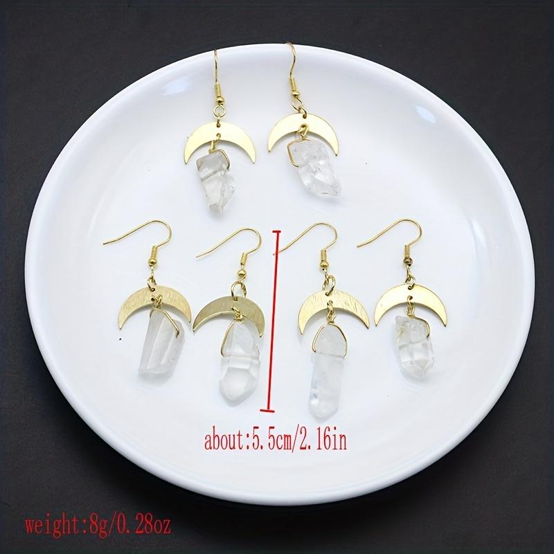 Золотая луна с белыми нерегулярными искусственными кристаллами, висячие серьги, элегантные ювелирные изделия из сплава в богемном стиле, женский подарок