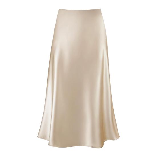 Юбка макси женская гладкая атласная длинная юбка с застежкой-молнией однотонная весна