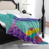 1 шт. Бирюзово-синий и фиолетовый плюшевый плед в виде хвоста русалки - Мягкое стеганое фланелевое покрывало с мерцающей чешуей, Всесезонное