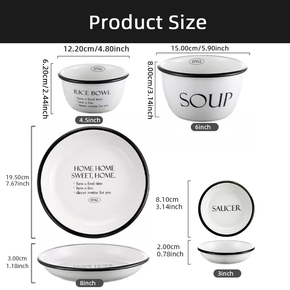 Керамическая миска, набор столовых приборов, белая фарфоровая тарелка, бытовая кухонная миска для риса, салатница, поднос для стейков