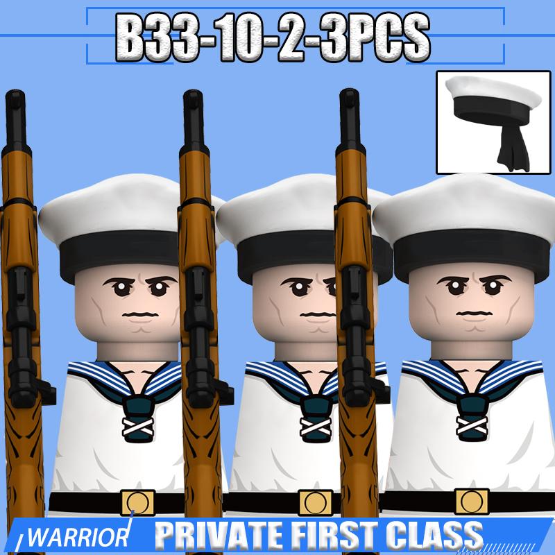 Фигурки военных моряков времен Второй мировой войны, строительные блоки, лидер, армейский воин, командир лодки, артиллерийские аксессуары, кирпичики-оружие, игрушки, подарки