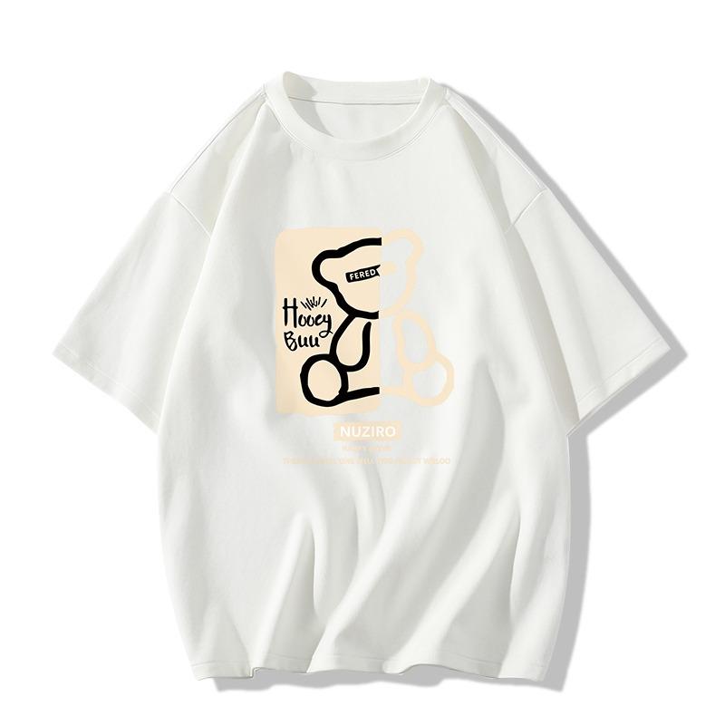 Summer Casual Oversized T Shirt Pure Cotton Short Sleeve T-shirts Women Harajuku Funny Cartoon Print Couple Y2k Tops UNISEX Streetwear