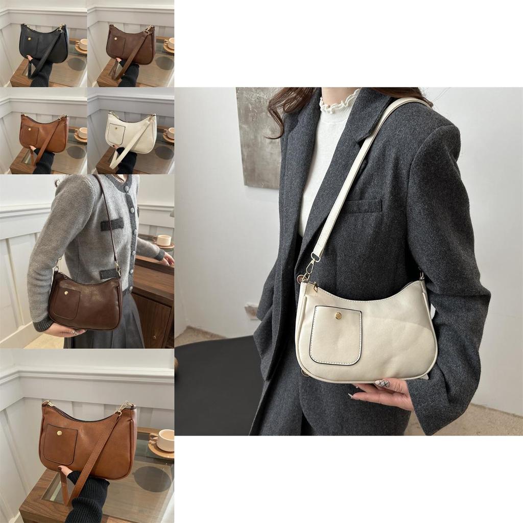 Texture Niche Minimalist Single Shoulder Underarm Bag Crossbody With Zip Closure