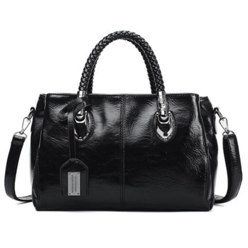 Oil Wax Leather Bag New Boston Women's Bag Shoulder Bag Women's Fashion Soft Leather Big Bag