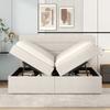 =(WX000503AAA) Upholstered Bed, 200x140cm, Double Bed with Slatted Frame Made of Metal Frame, Large Storage Space, Opens on Both Sides, Beige