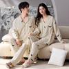Couple Pajamas Men'S And Women'S Spring And Autumn Autumn Pure Cotton Striped Long Sleeves Can Be Worn Outside Loungewear Suit