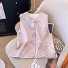 2025 Spring Vest Embroidered Round Neck Disc Button Vest Women's New Temperament High-end Top Tide
