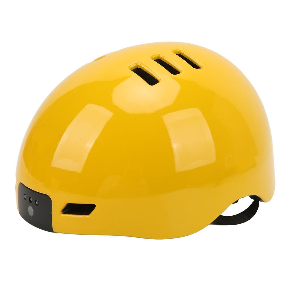 Умный велосипедный шлем 1080P Рекордер высокой четкости Спортивная камера Светодиодный фонарь Регулируемый безопасный велосипедный шлем Желтый