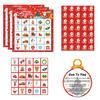 Holiday Bingo Game 24pcs Christmas Themed Cards for Kids and Adults Card with Stickers for Holiday Entertainment