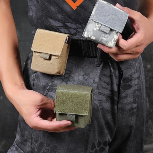 TRIWONDER Men's Tactical Pouch, Airsoft/Military Multi-Function Pouch, MOLLE Compatible, Belt Pouch, Multi-Case, Smoke Grenade Pouch (Black - 2-Pack)