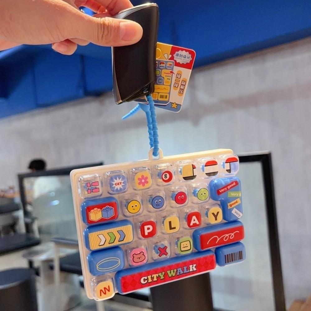 Desktop Decoration 26 Grids Keyboard Clicker Keychain Cartoon Fidget Bag Pendant Travel