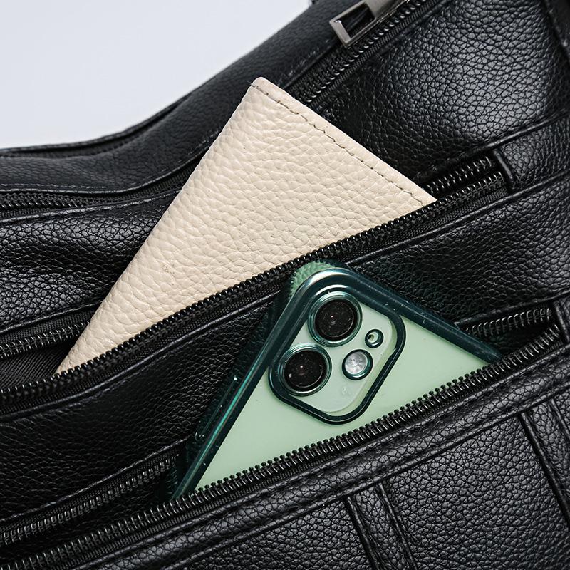 Soft Leather Bag Women's Multi-Layer Lightweight Bag Mother Bag Large Capacity Crossbody Bag