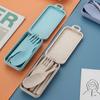 3-Piece Eco-Friendly Cutlery - Portable Dining Kit with Carrying Case- Wheat Straw Spoon/Fork/Chopsticks