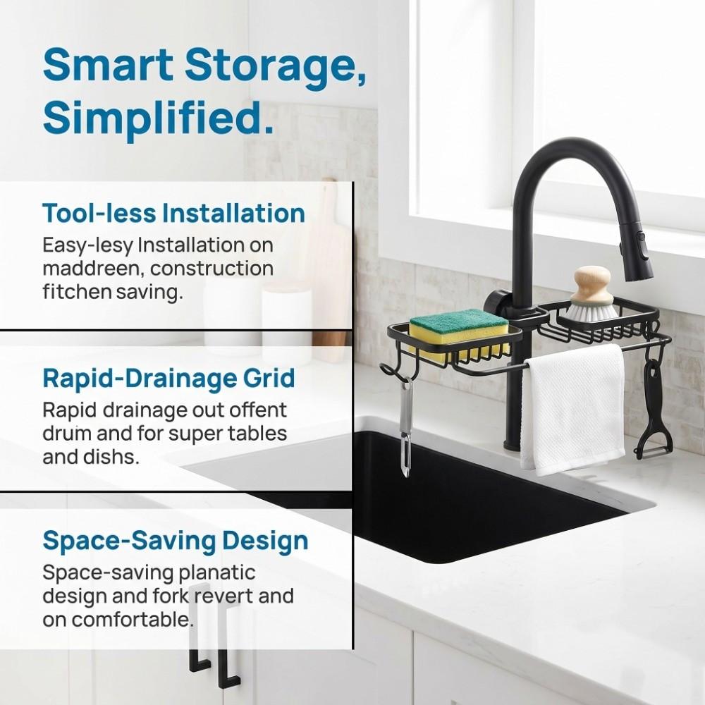 Adjustable Sink Shelf Aluminum Plastic Hanging Rack Durable Sink Organizer Rack Dishcloth Drainer