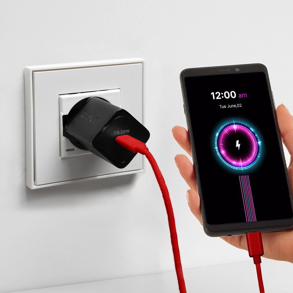 USB-C 60W Braided Cable 1.5m - Red