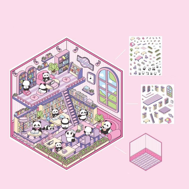 Мультфильм Еда Уличный Пейзаж Наклейка Сцена из Хижины DIY Игрушка Игра Наклейка Фестиваль Подарок На День Рождения для Детей Девочек и Детей