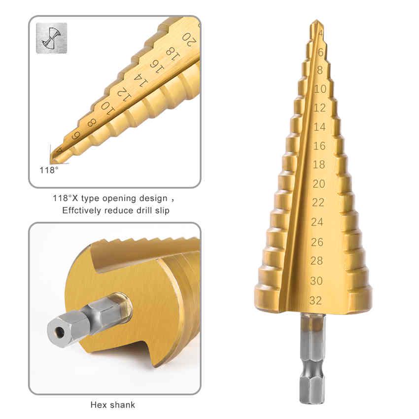 HSS Titanium Coated Step Drill Bit Drilling Power Tools For Metal High Speed Steel Wood Hole Cutter