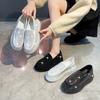 Женская повседневная обувь 2024 года, новые трендовые дышащие кроссовки с толстой подошвой, женская спортивная обувь на плоской белой платформе со стразами, размер 35-40