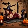 Halloween Sexy Witch Pen Holder Resin Witch Figurine Statue Stationery Pencil Stand Home Office Desktop Decoration Ornament