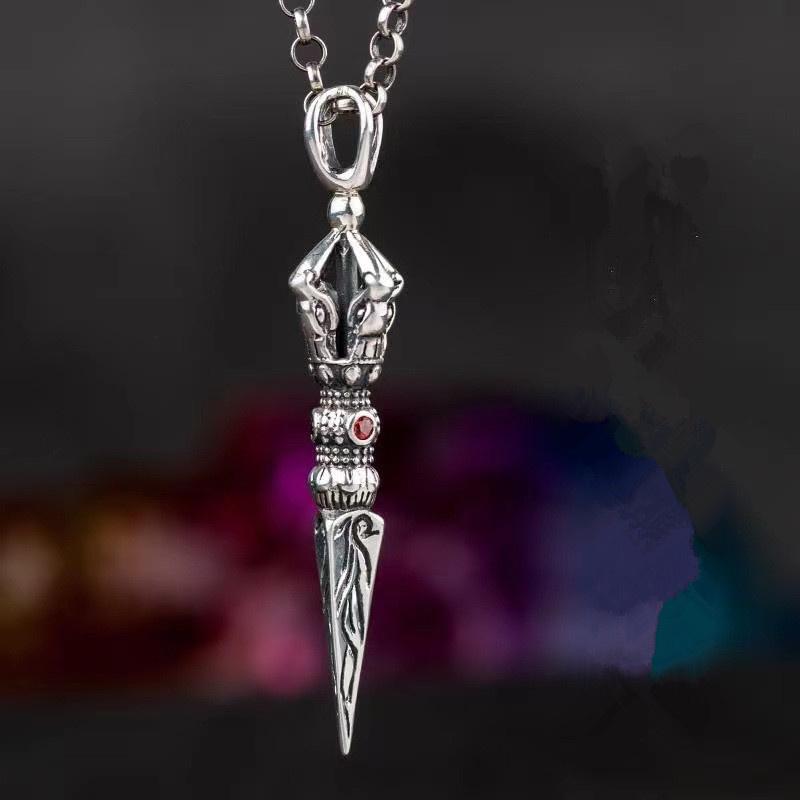 Retro King Kong Pestle Pendant Men's Jewelry Personality Hip-Hop Neck Accessories 925 Silver Chain Necklace Amulet Male Gift