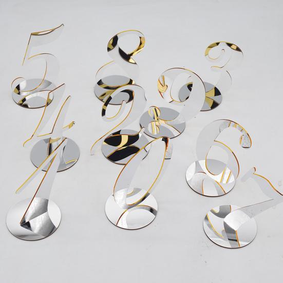 Карта с номером места, глянцевая, добавляющая атмосферу, зеркальная поверхность, стоящая, свадебный, золотой стол, номер, праздничные принадлежности