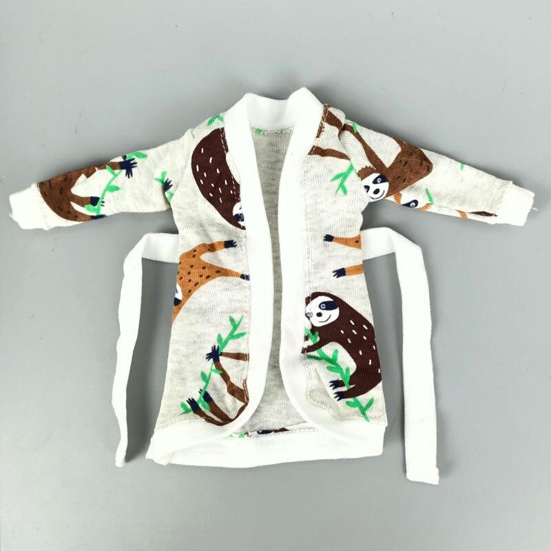 Белый халат с мультяшным принтом Bradypod для куклы Барби, костюм для ванной комнаты, зимние пижамы, повседневная одежда для сна для игрушек Барби