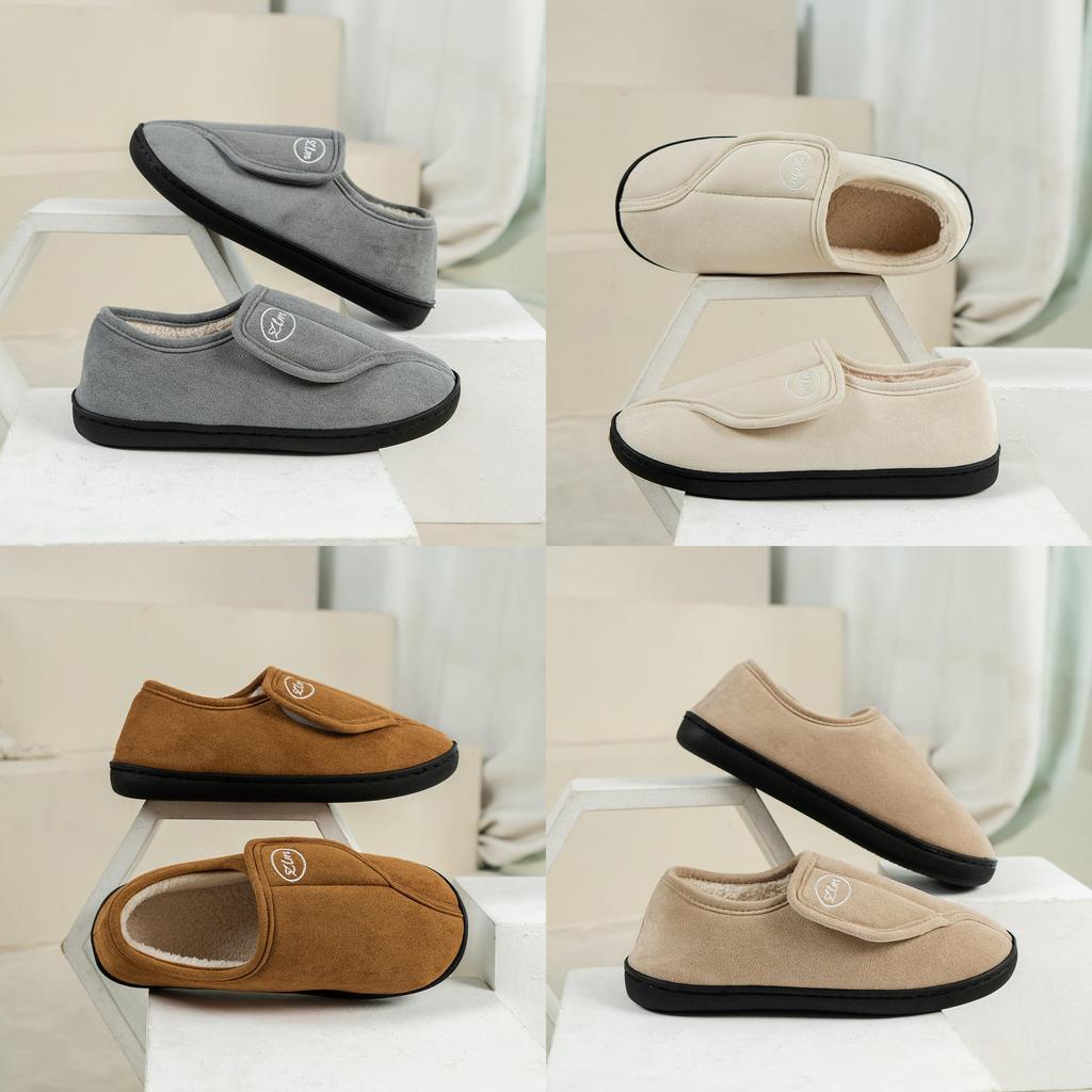 Indoor Men Women Warm Plush Cotton Slippers With Nonslip Tpr Sole For Home Comfort