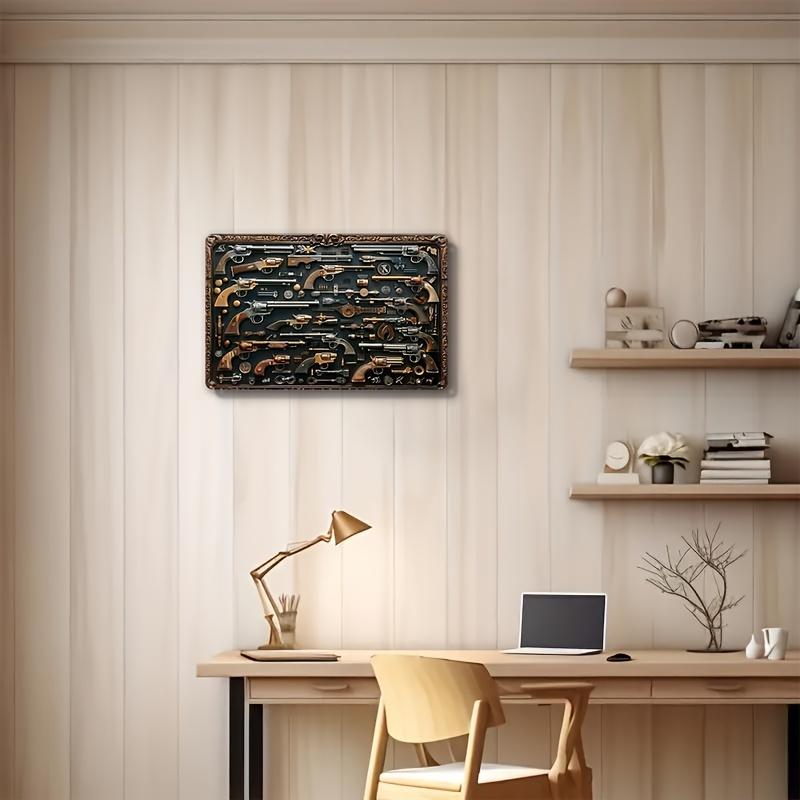 Vintage Guns Aluminum Wall Sign 8"x12" - Vintage Military Decor for Home, Living Room, Farmhouse, Door and Scene