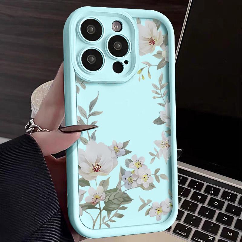 Для iPhone 16 Pro 15 14 13 Pro Max 12 11 Xr Xs X 8 7 противоударный мягкий чехол для защиты линз из ТПУ с цветами