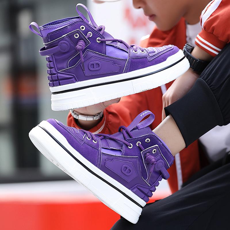 Европейская станция ins ветровой тренд мужская обувь цвет подбор толстая подошва усиление помощь мода доска обувь повседневная спортивная обувь инструменты ботинки