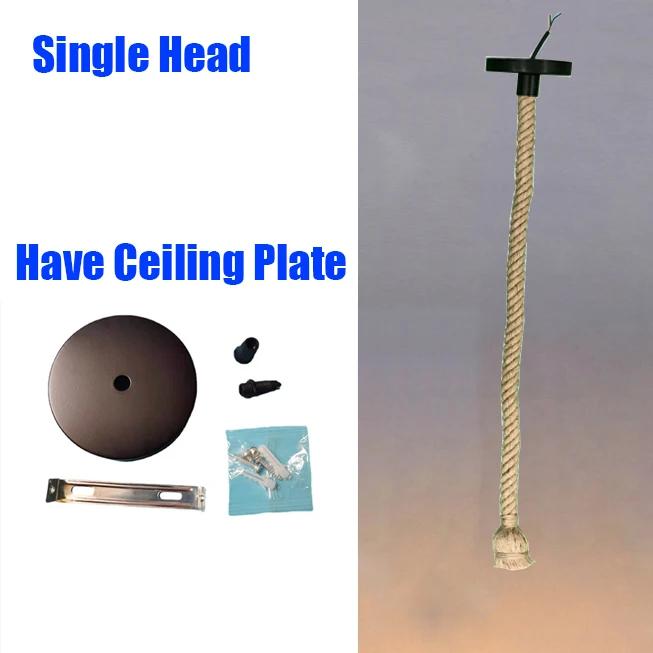 Подвесной светильник из пеньковой веревки в стиле ретро, американские промышленные подвесные светильники, креативные потолочные светильники в стиле лофт и кантри, светодиодные лампы Эдисона E27