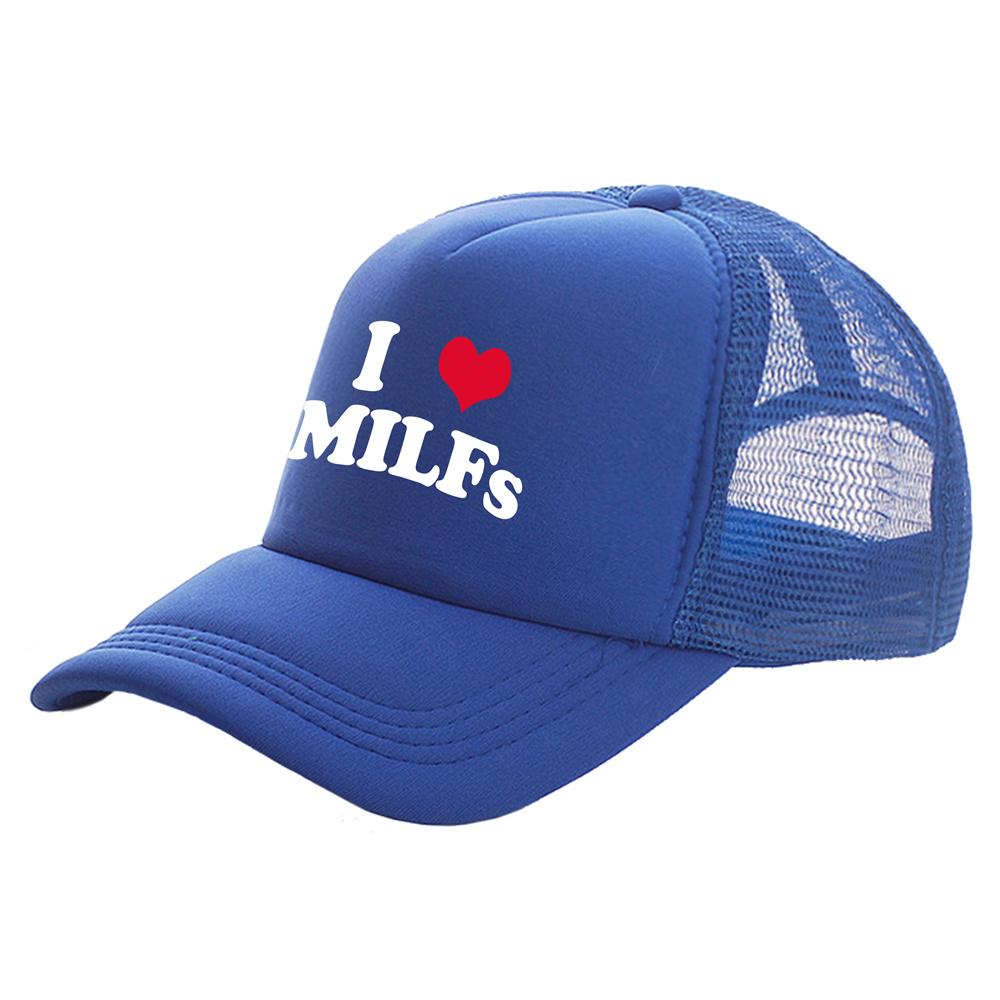 I Love MILFS Trucker Caps Unisex Funny Humor Hat Baseball Cap Cool Summer Unisex Mesh Net Caps MZ