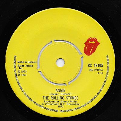 7-дюймовая пластинка ROLLING STONES - Angie RS19105 Rolling Stones  1973 UK Рок Б/У