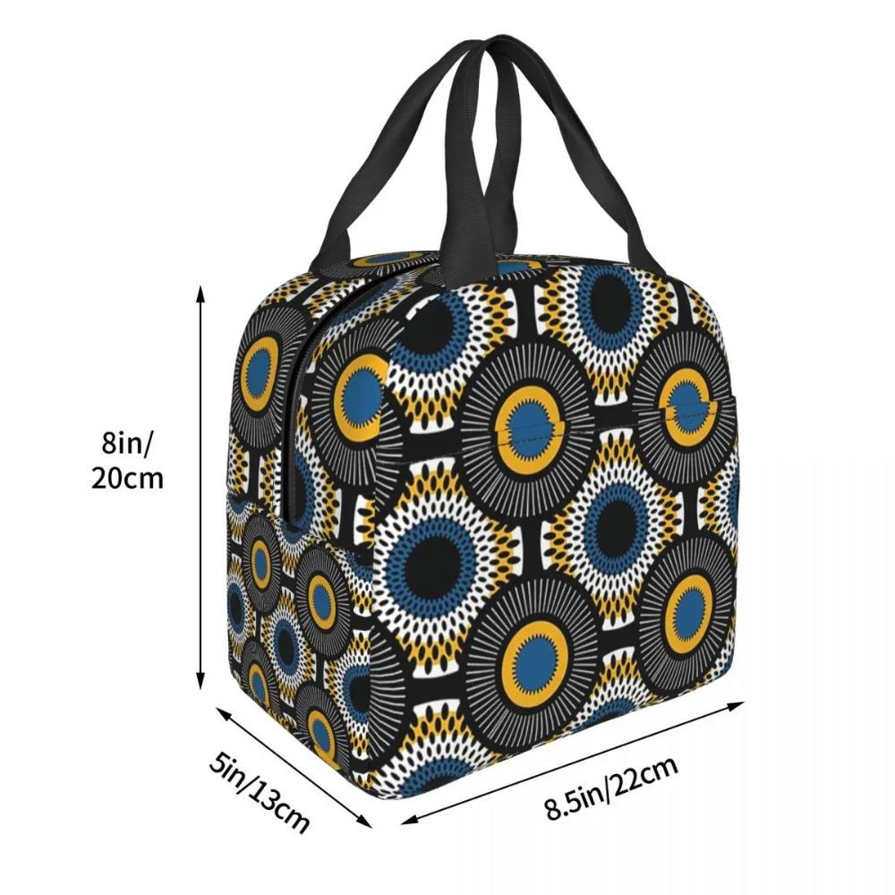Ankara Dutch Wax African Pattern Insulated Lunch Bag for Women Children Portable Food Boxes Thermal Lunch Box Tote