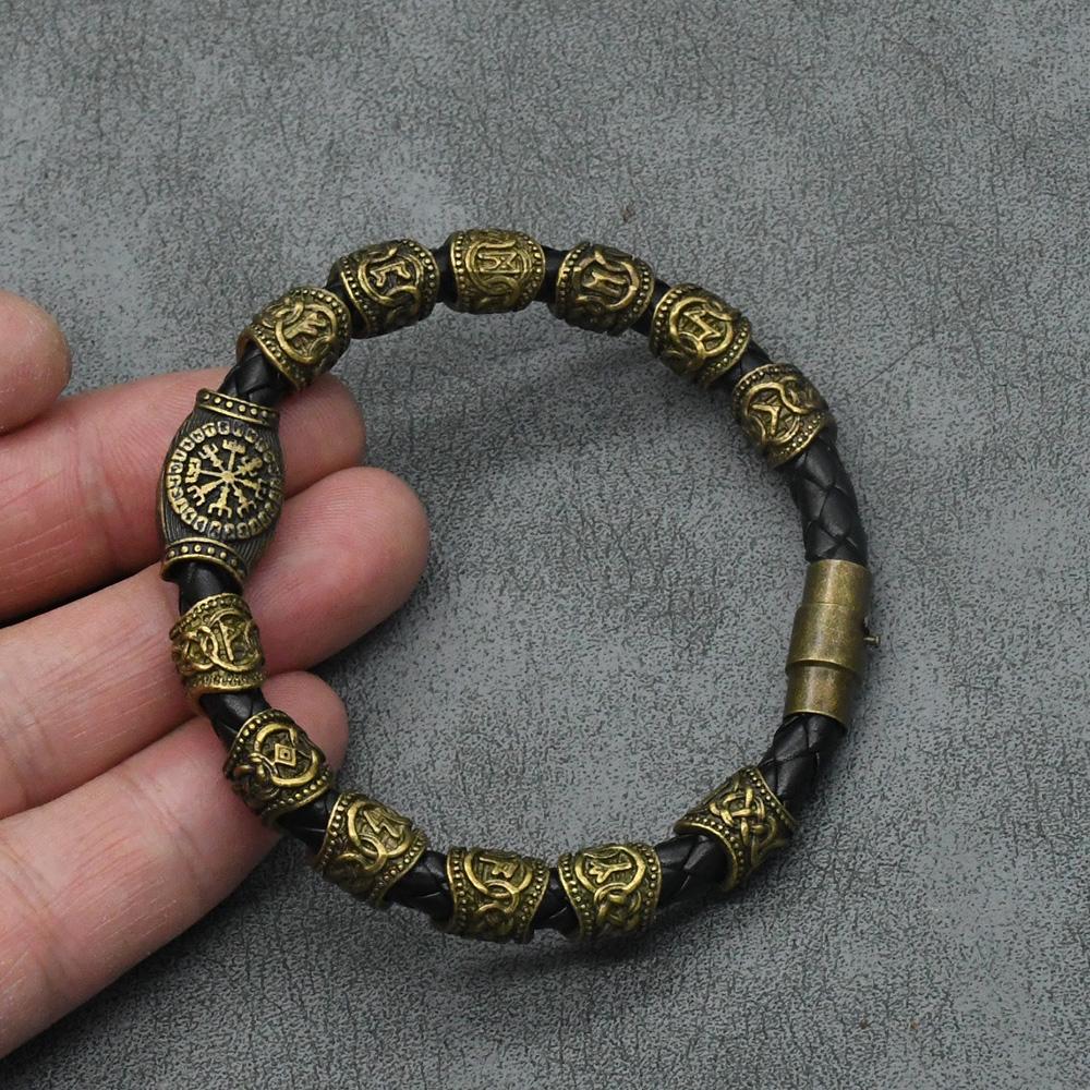 Браслет с рунами викингов Vikingo 3 шт. / 11 шт. / 13 шт. / 15 шт. Бусины с рунами Компас Вегвизир Амулет Браслет викинга Славянский Аксессуар