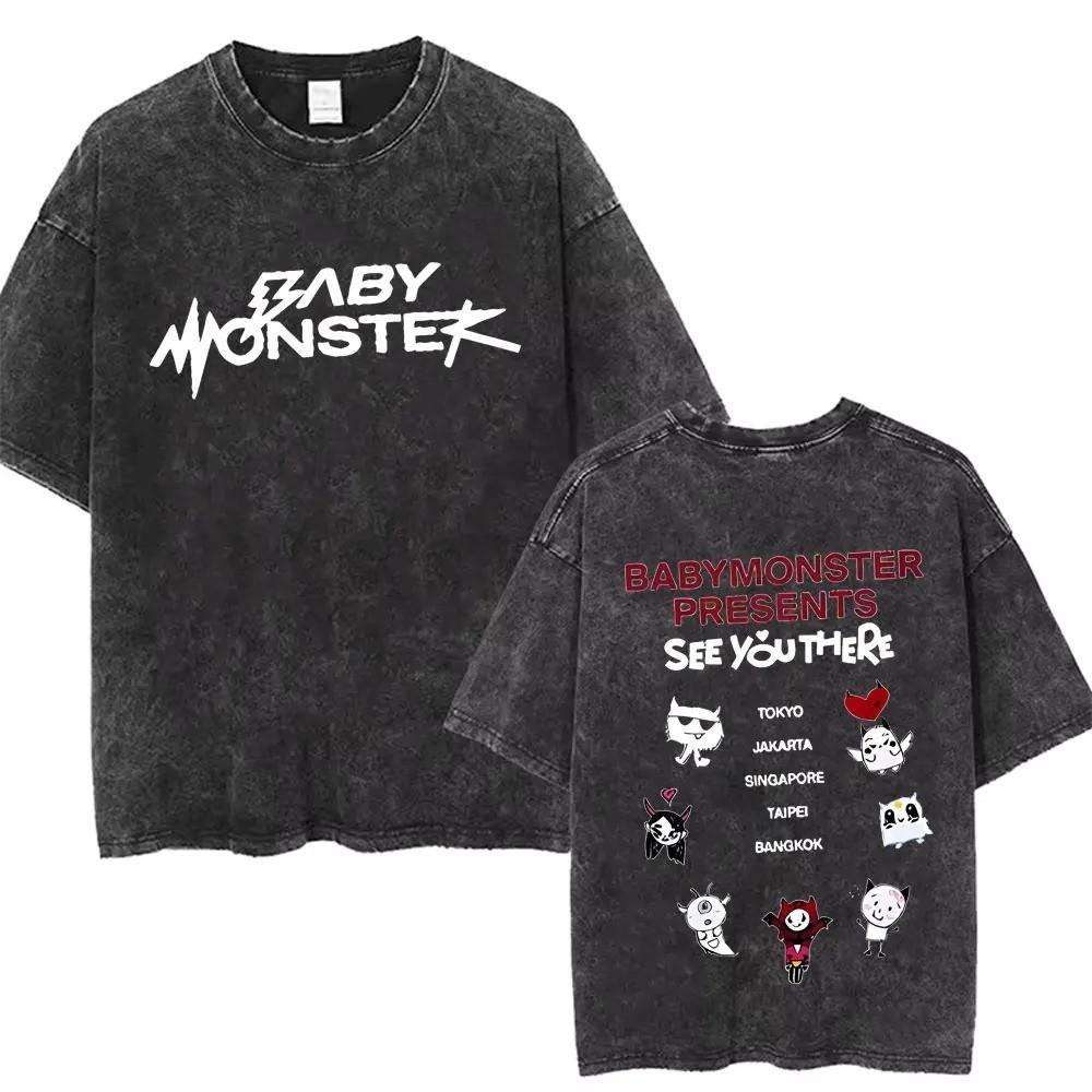 Babymonster Hello Monsters Мировой Тур Винтажная Футболка Оверсайз