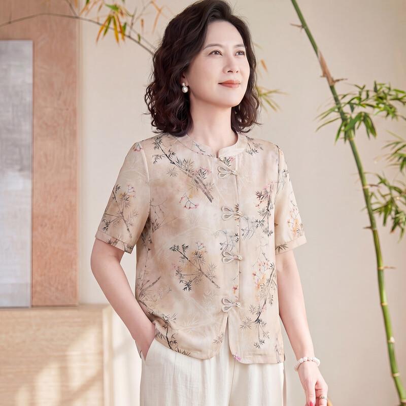 New Chinese Style Floral Short Sleeve Top