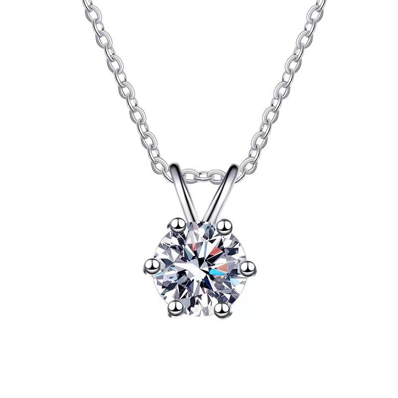 925 Sterling Silver Mosan Premium Pendant Necklace Classic Style Moissanite Gold Silver Wedding Party Engagement Anniversary