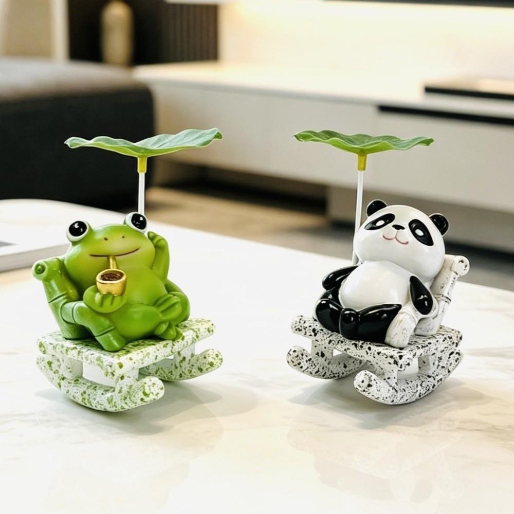 Cute Cartoon Frog Rocking Chair Ornament Resin Bobble Chair Decor Decorative Desk Ornament Bedroom