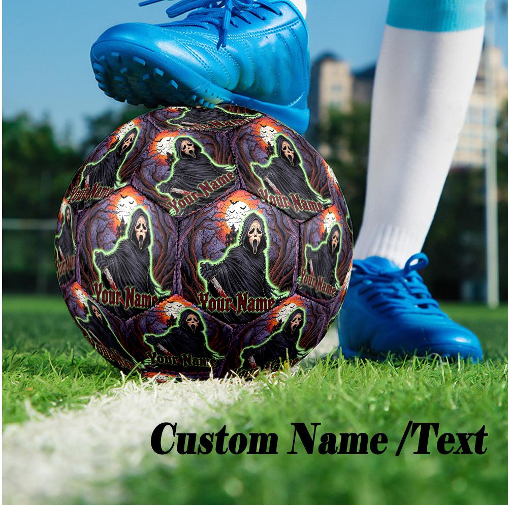 Custom Text Size 5 Soccer Ball, Standard Match Football For OutdoorScream Ghostface