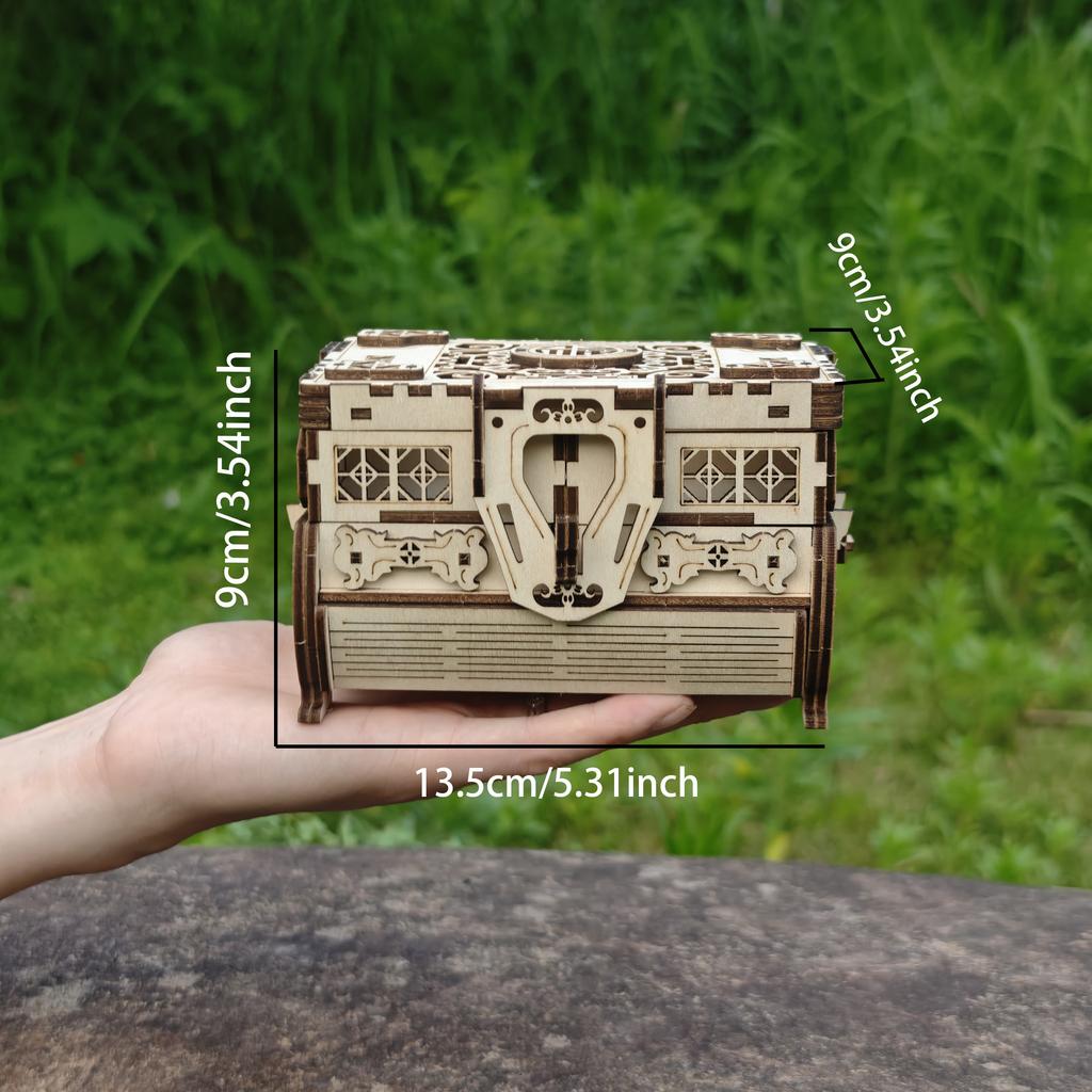 Сделай сам 3D Шкатулка с сокровищами Деревянная игра-головоломка Сборка Подарок Подарок Взрослый Строительный блок Шкатулка для драгоценностей
