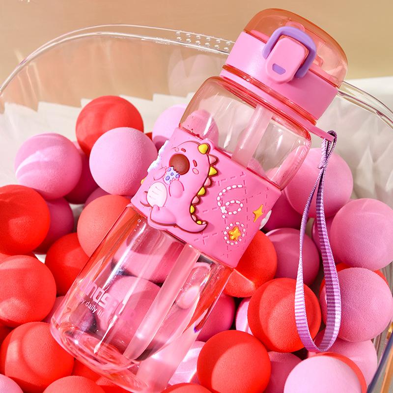 Water bottle strictly selected for school children's water cup men and women high value plastic straw cup summer portable kettle