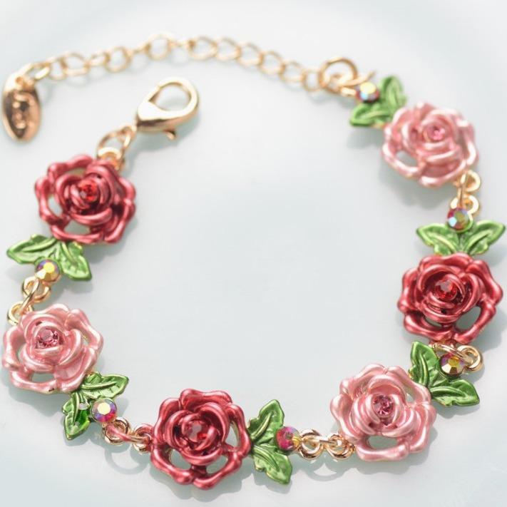 Браслет с розой 20 см, романтическая цепочка, кольцо, ювелирные изделия, свадебный подарок на день святого Валентина, женский браслет для влюбленных