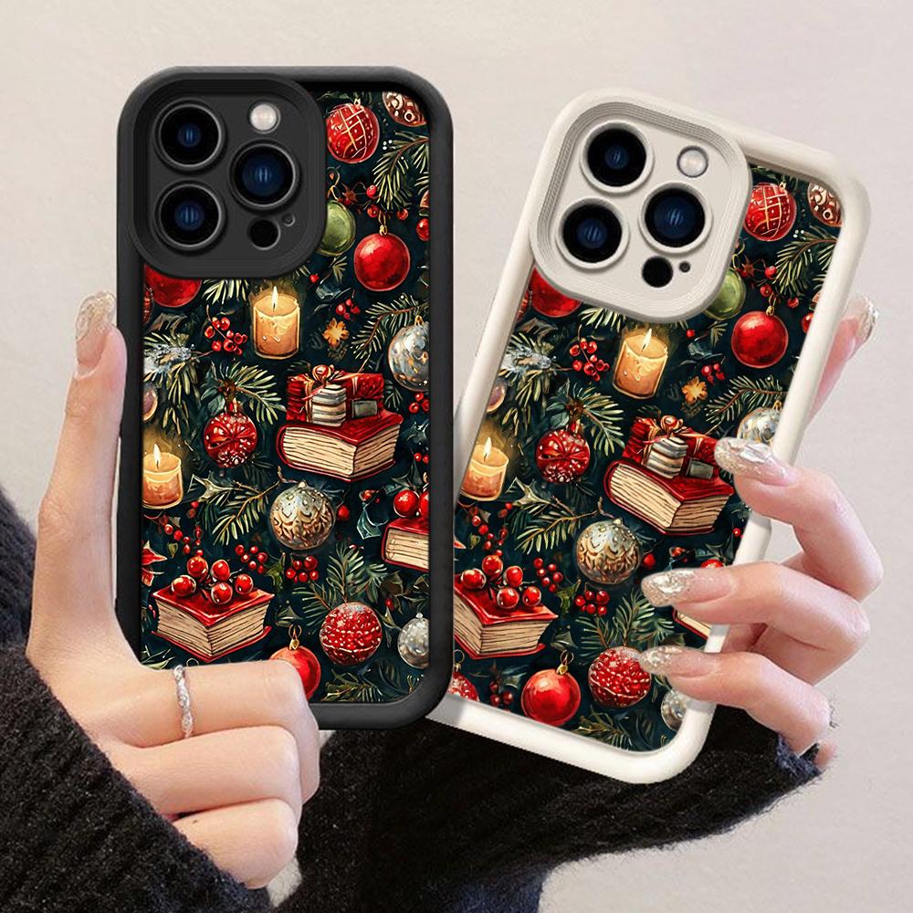 JT101 Книжка Рождественская елка Винтаж для iPhone 17 16 15 14 Pro Max Samsung S26 S25 S24 Ultra A17 A16 A07 A56 A06 Xiaomi 15T Redmi 14C 15c Мягкий чехол из ТПУ