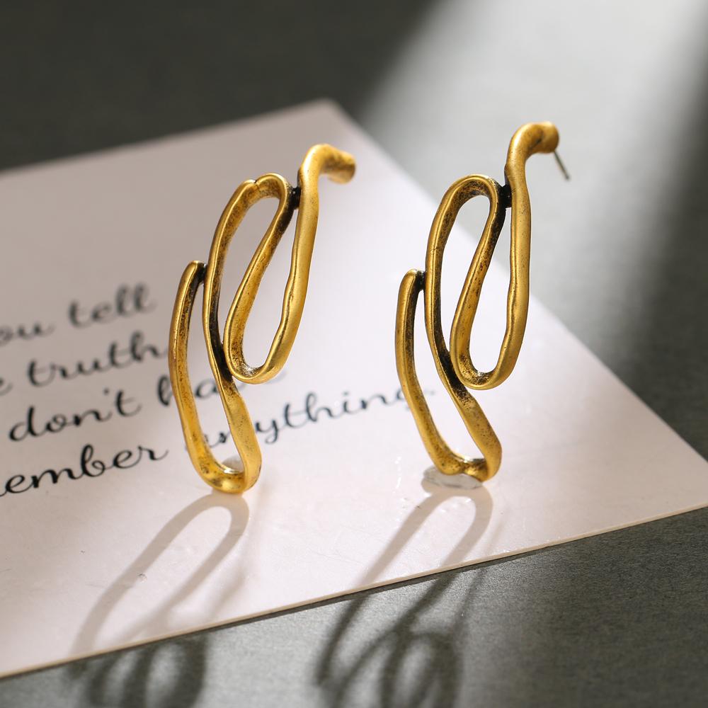 Простые и креативные ретро-круглые C-образные геометрические серьги, женские индивидуальные геометрические серьги для девочек